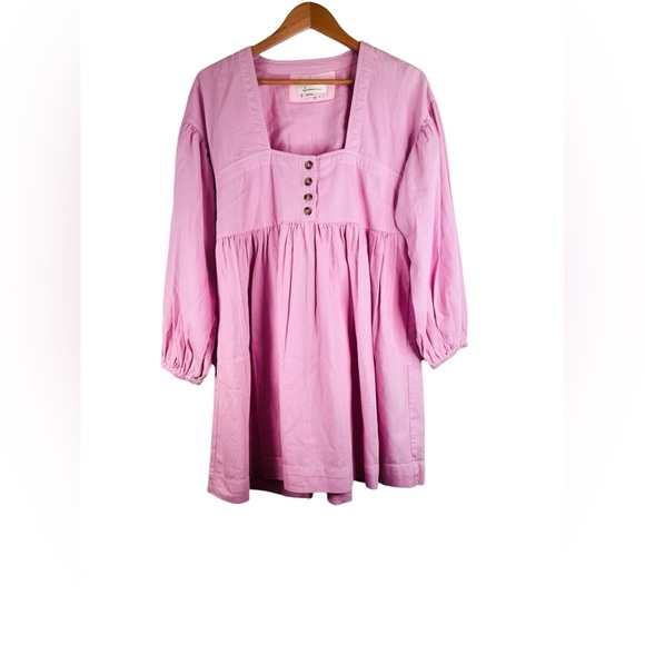 Anthropologie Dresses & Skirts - ANTHROPOLOGIE Square-Neck Babydoll Mini Dress Pink Women's Size M